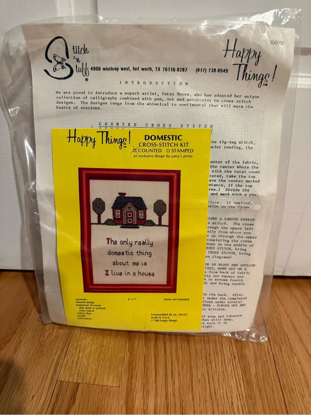 New Vintage Cross Stitch Kit “The Only Thing Domestic..is I Live in A House